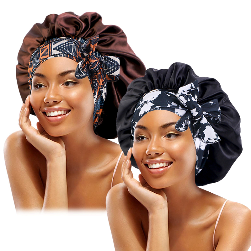 2 개/몫 Boho 인쇄 머리띠 새틴 보닛 레이스 업  - Hair Spa Wellness 리뷰 및 가격